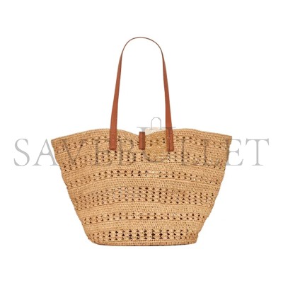 YSL PANIER MEDIUM BAG IN CROCHET RAFFIA AND SMOOTH LEATHER 688221GAAAC2080 (48*30*26cm)