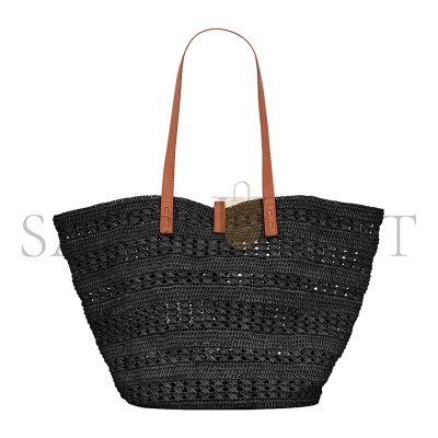 YSL PANIER MEDIUM BAG IN CROCHET RAFFIA AND SMOOTH LEATHER 688221GAAAC1062 (48*30*26cm)