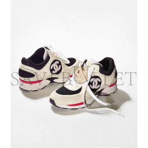 CHANEL SNEAKERS 		CALFSKIN, MESH & SUEDE CALFSKIN			IVORY, BLACK & BEIGE G39066 Y55828 K4292