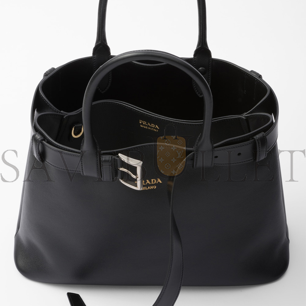 PRADA BUCKLE LARGE LEATHER HANDBAG WITH BELT 1BA416 (37*27*14cm)