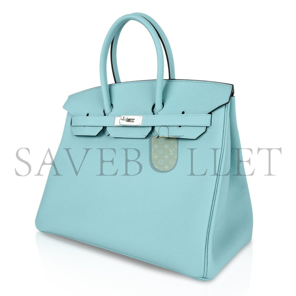 HERMES MASTER BIRKIN 30 TOGO LEATHER MACARON BLUE SILVER BUCKLE BAG 2160900331074 (30*20*13cm)