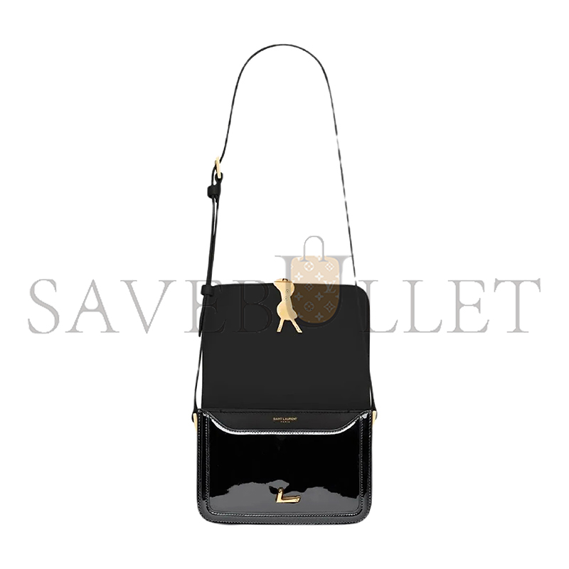 YSL SOLFERINO SMALL SATCHEL IN LACQUERED PATENT LEATHER 634306BMIIW1000 (18.5*14*6cm)