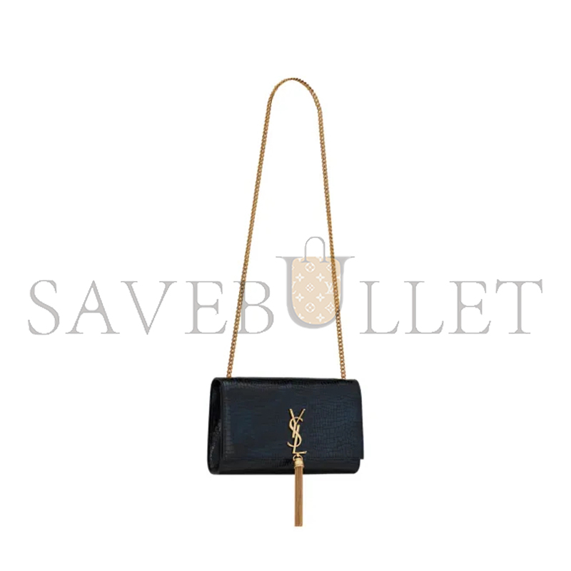 YSL KATE MEDIUM WITH TASSEL IN SHINY CROCODILE-EMBOSSED LEATHER 354119AAAY14083 (24*14.5*5.5cm)