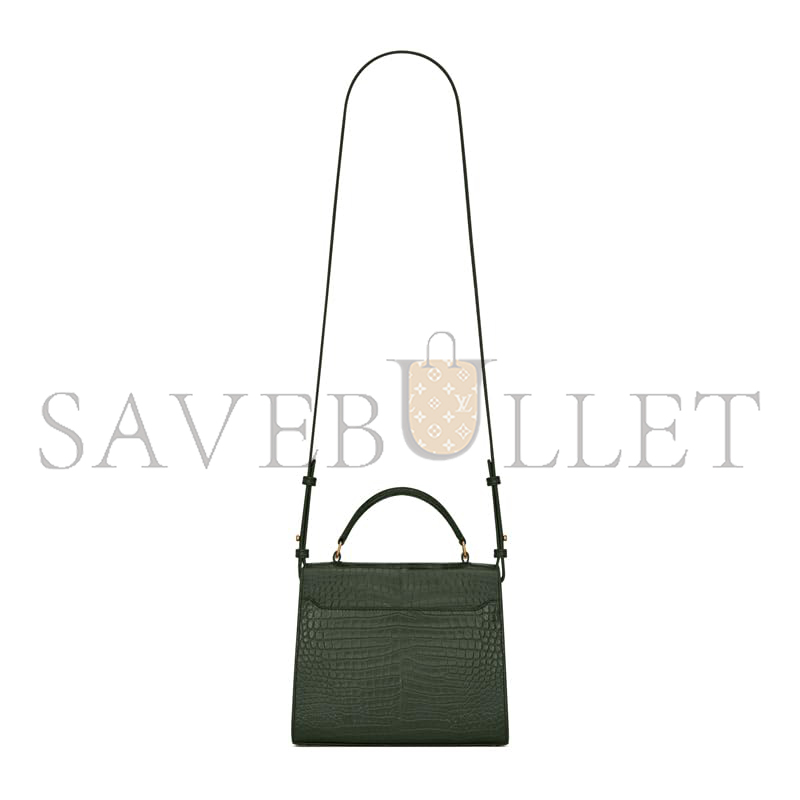 YSL CASSANDRA MINI TOP HANDLE BAG IN CROCODILE-EMBOSSED SHINY LEATHER 623930DND0J3144 (20*16*7.5cm)