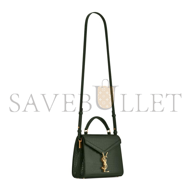 YSL CASSANDRA MINI TOP HANDLE BAG IN CROCODILE-EMBOSSED SHINY LEATHER 623930DND0J3144 (20*16*7.5cm)
