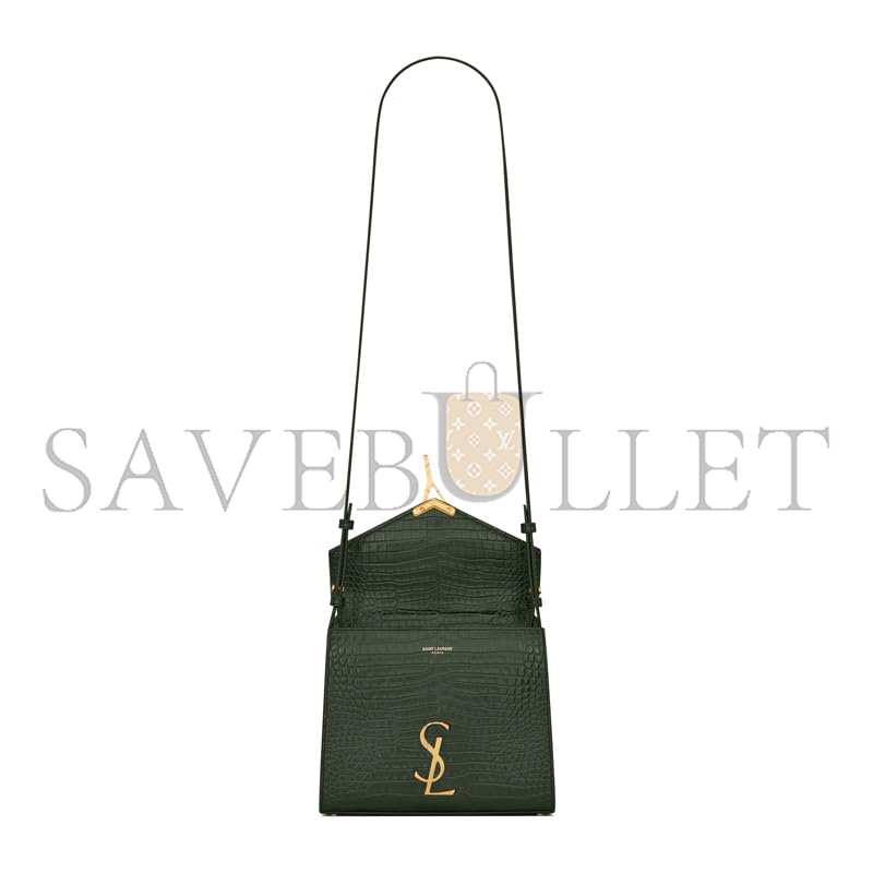 YSL CASSANDRA MINI TOP HANDLE BAG IN CROCODILE-EMBOSSED SHINY LEATHER 623930DND0J3144 (20*16*7.5cm)