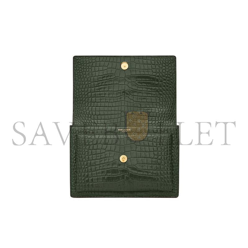YSL SUNSET MEDIUM IN CROCODILE-EMBOSSED LEATHER 442906DND0J3144 (22*16*6.5cm)