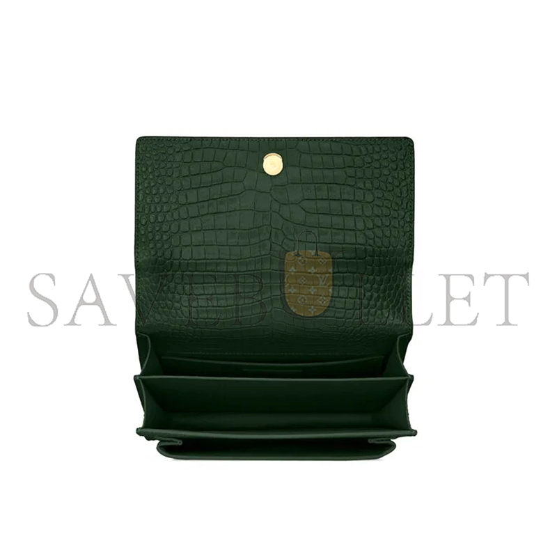 YSL SUNSET MEDIUM IN CROCODILE-EMBOSSED LEATHER 442906DND0J3144 (22*16*6.5cm)