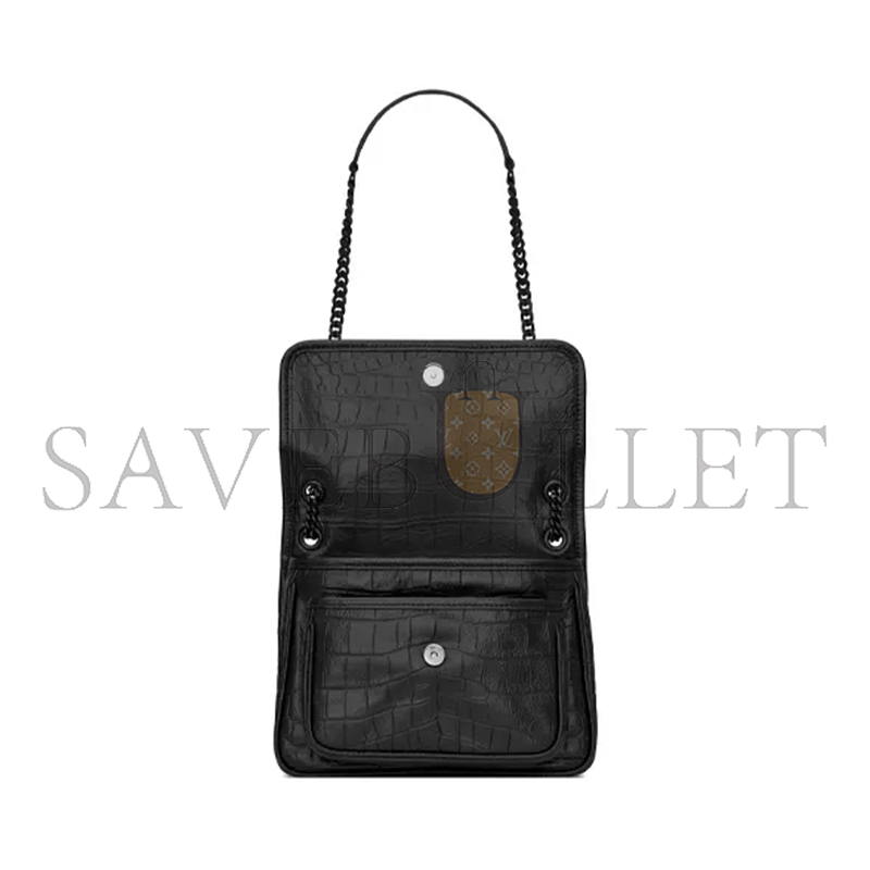 YSL NIKI BABY IN CROCODILE-EMBOSSED LEATHER 6331511K00U1000 (21*16*7.5cm)