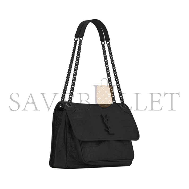 YSL NIKI MEDIUM IN CROCODILE-EMBOSSED LEATHER 6331501K00U1000 (28*20*8.5cm)