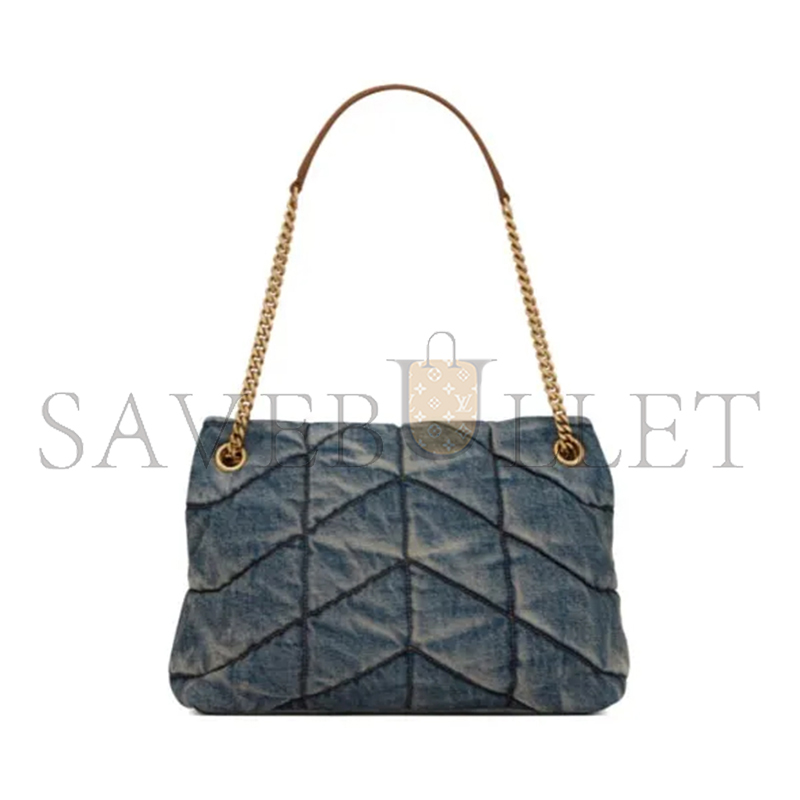 YSL PUFFER MEDIUM IN SUEDE AND DENIM 5774752PT674575 (35*23*13.5cm)