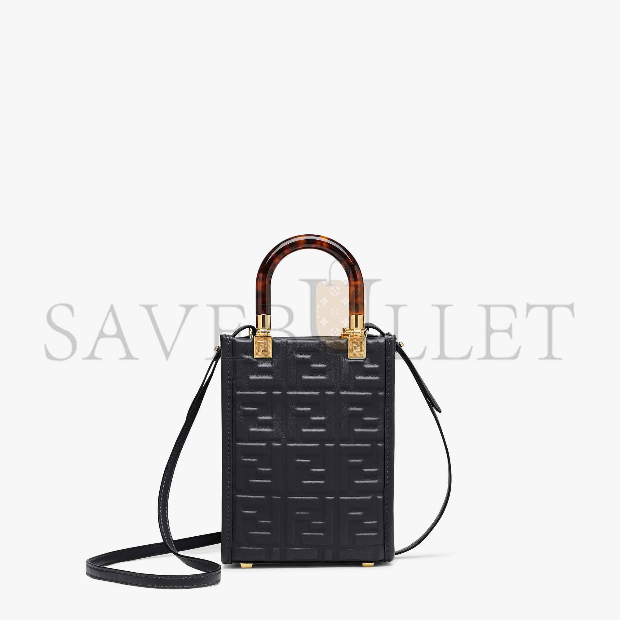 FENDI MINI SUNSHINE SHOPPER - BLACK LEATHER MINI BAG 8BS051AMCIF0KUR (18*13*6.5cm)