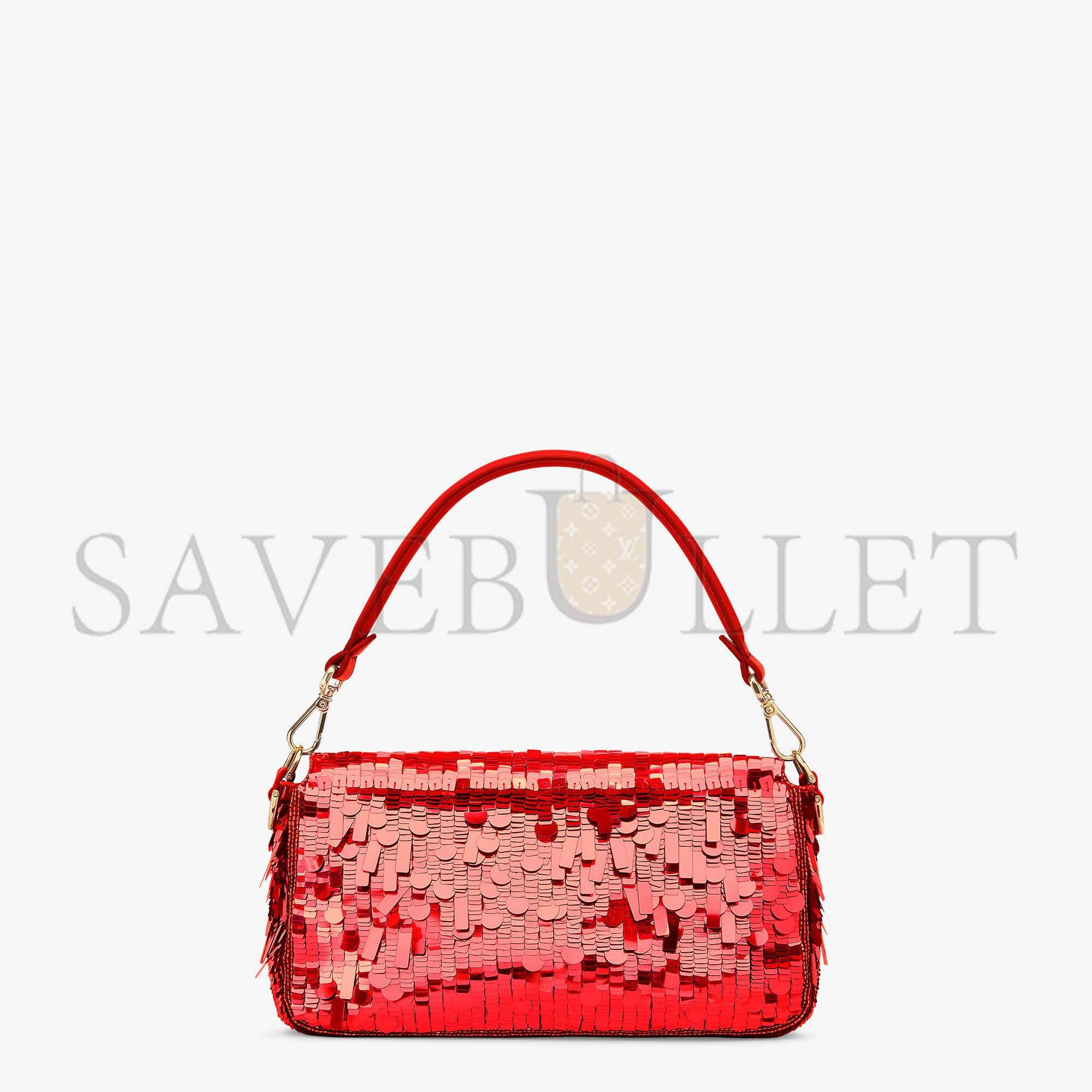 FENDI BAGUETTE - RED SEQUIN AND LEATHER BAG 8BR600AMP0F0V3L (27*15*6cm)