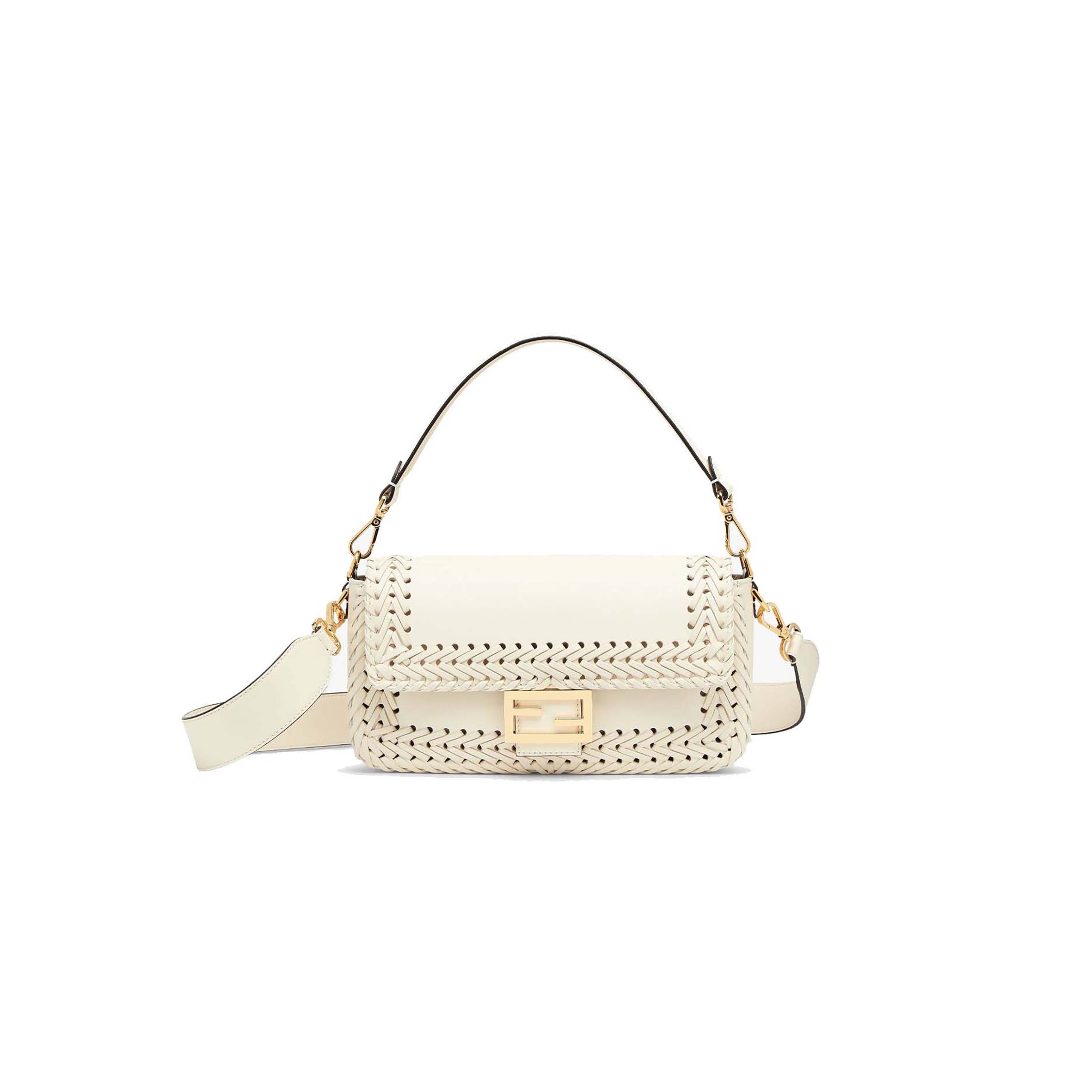 FENDI BAGUETTE - WHITE LEATHER BAG 8BR600AHWDF0K7E (27*15*6cm)