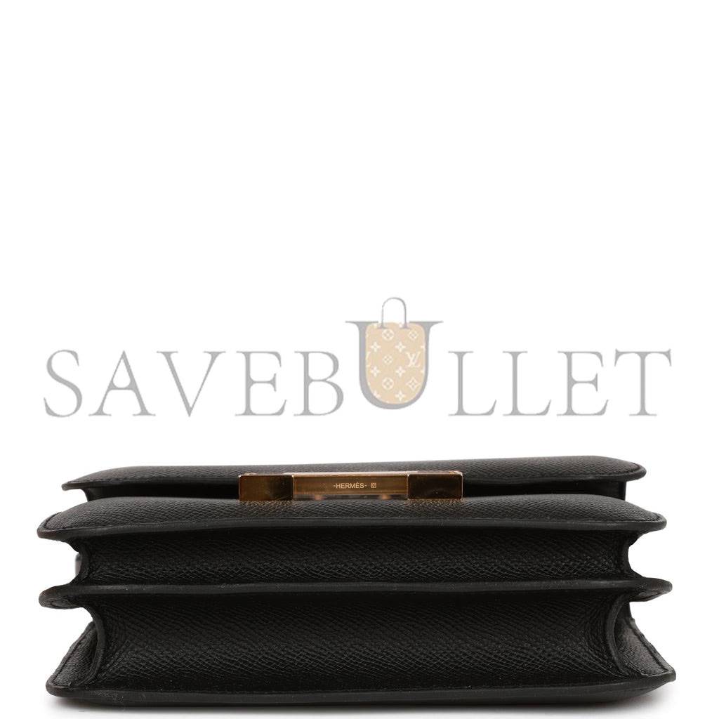 HERMES CONSTANCE 18 BLACK EPSOM GOLD HARDWARE (18cm)