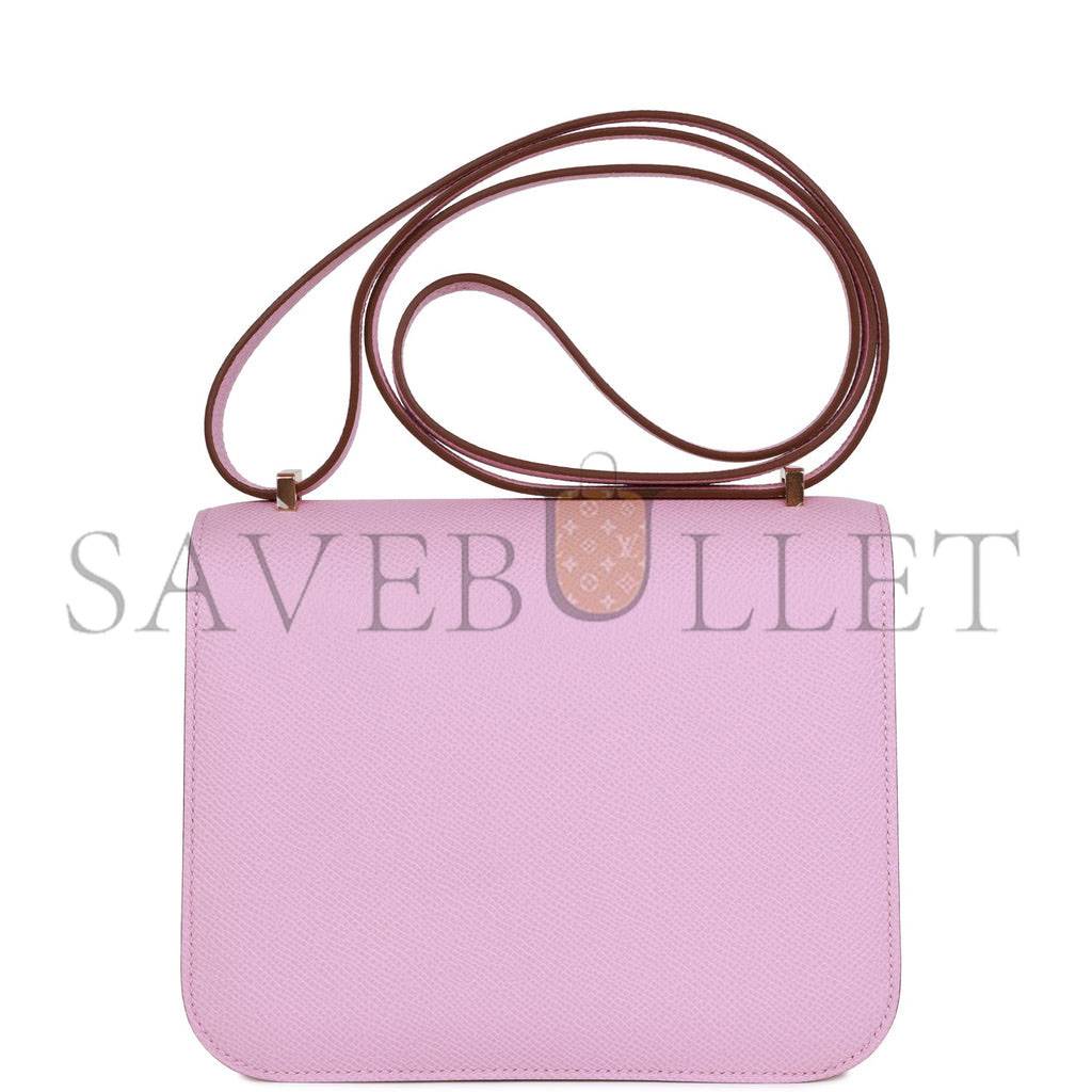 HERMES CONSTANCE 18 MAUVE SYLVESTRE EPSOM ROSE GOLD HARDWARE (18cm)