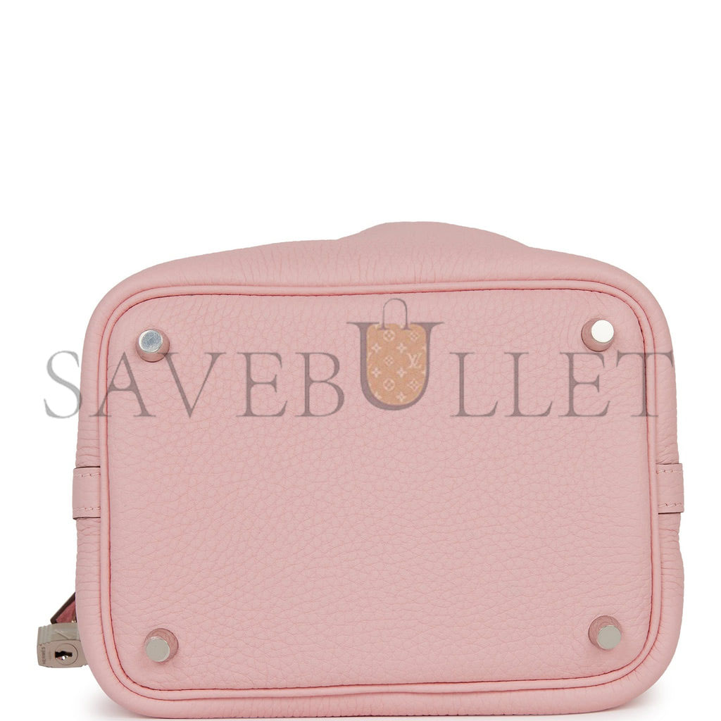 HERMES PICOTIN LOCK 18 ROSE SAKURA CLEMENCE PALLADIUM HARDWARE (18*13*18cm)