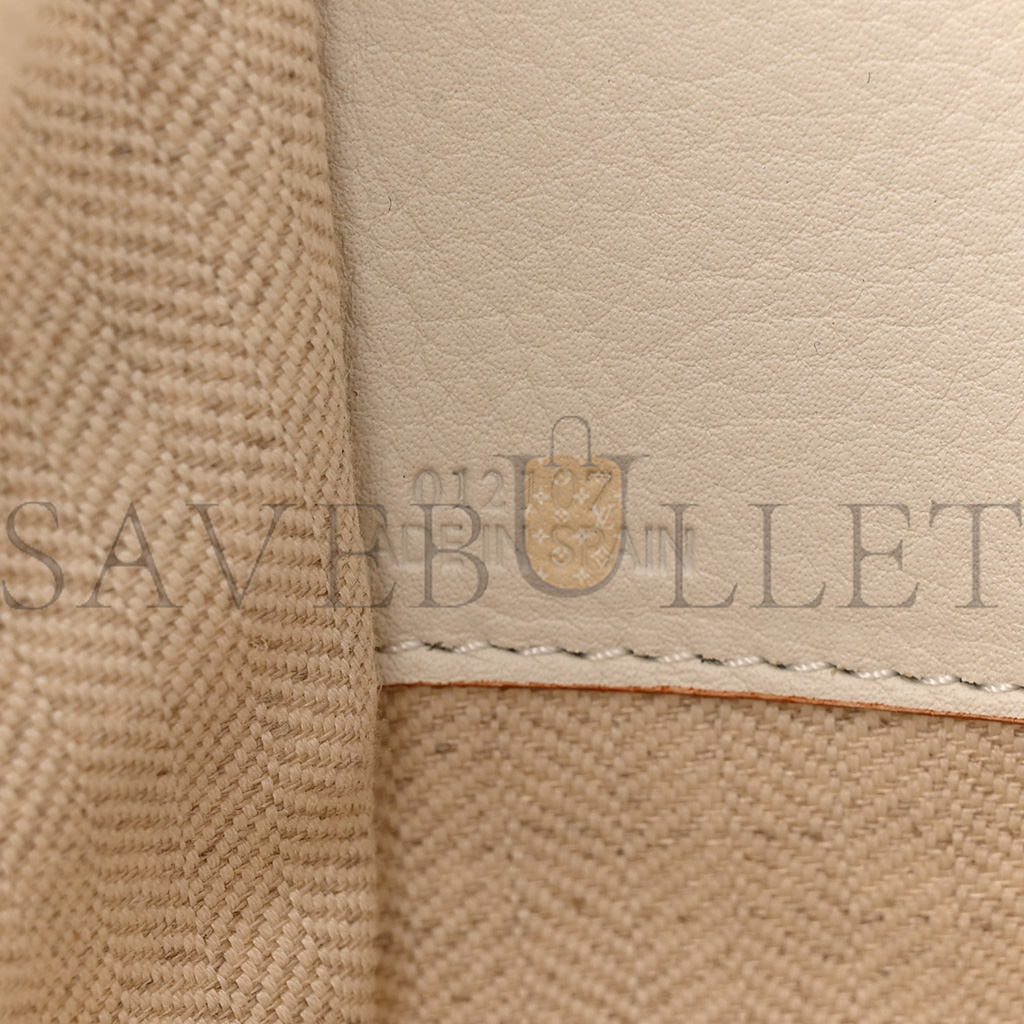 LOEWE CALFSKIN CANVAS ANAGRAM SMALL HAMMOCK SHOULDER BAG ECRU WHITE (30*25*13.5cm)