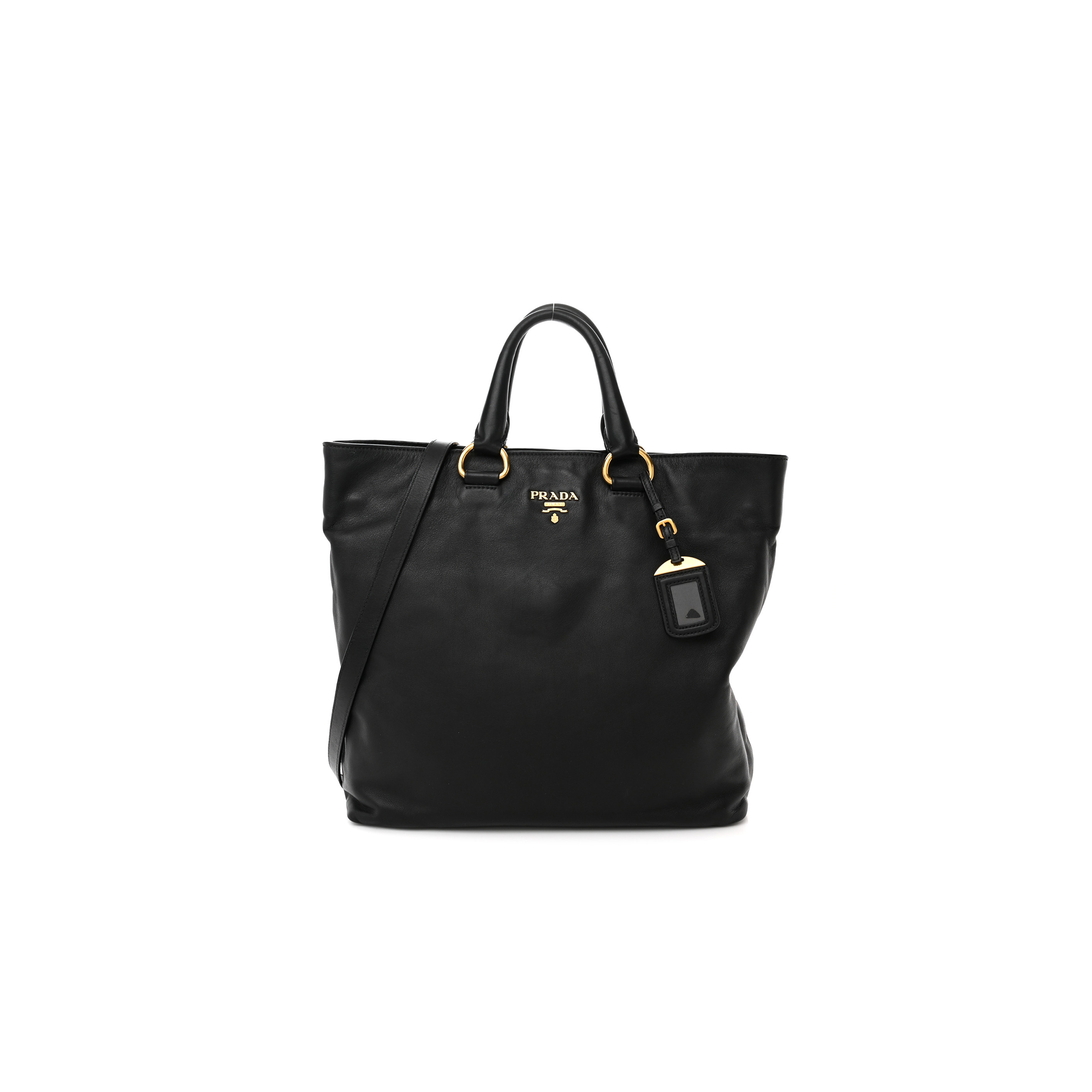 PRADA SOFT CALF SHOPPING TOTE BLACK (36*33*11cm)