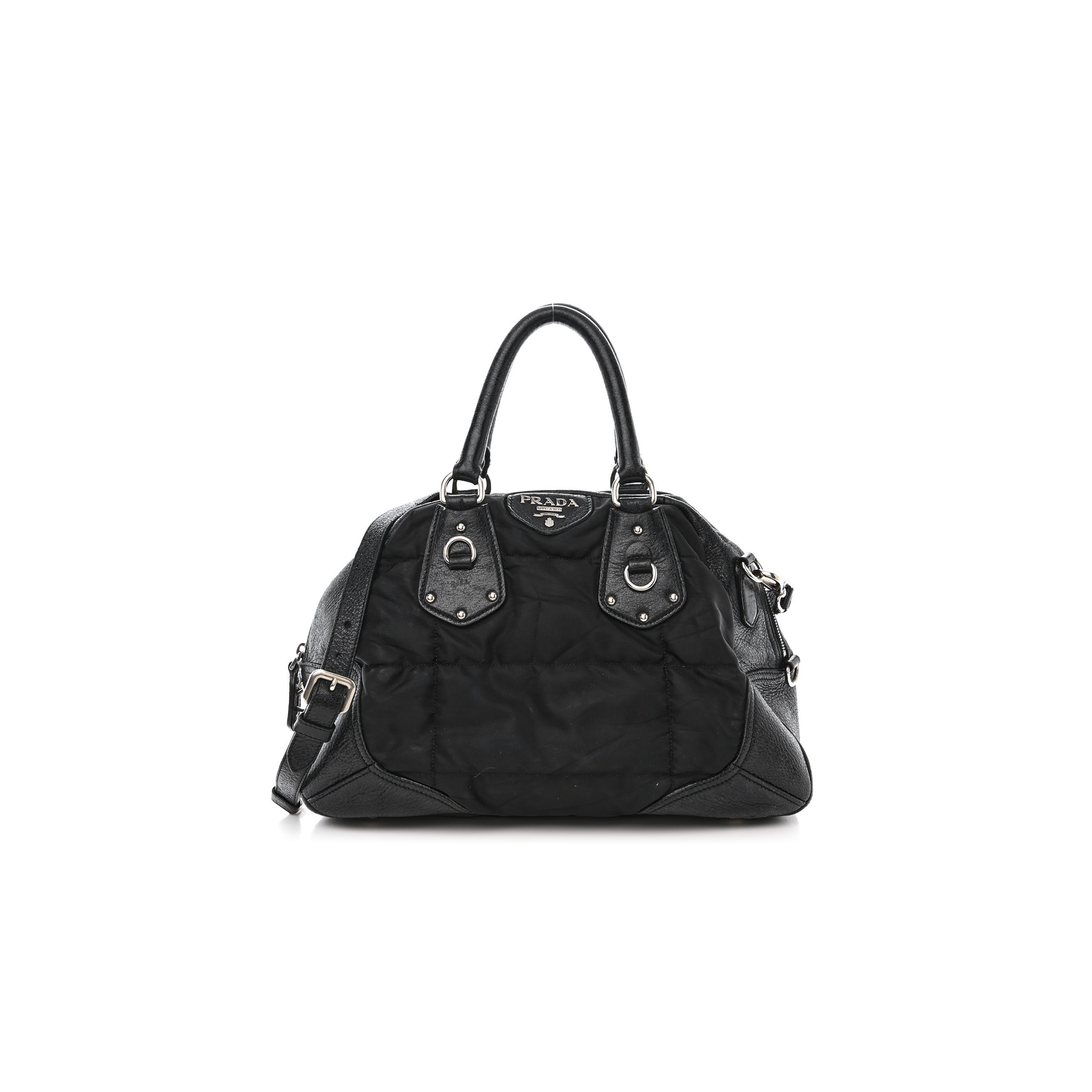 PRADA NYLON QUILTED 24H SATCHEL BLACK (34*23*16cm)