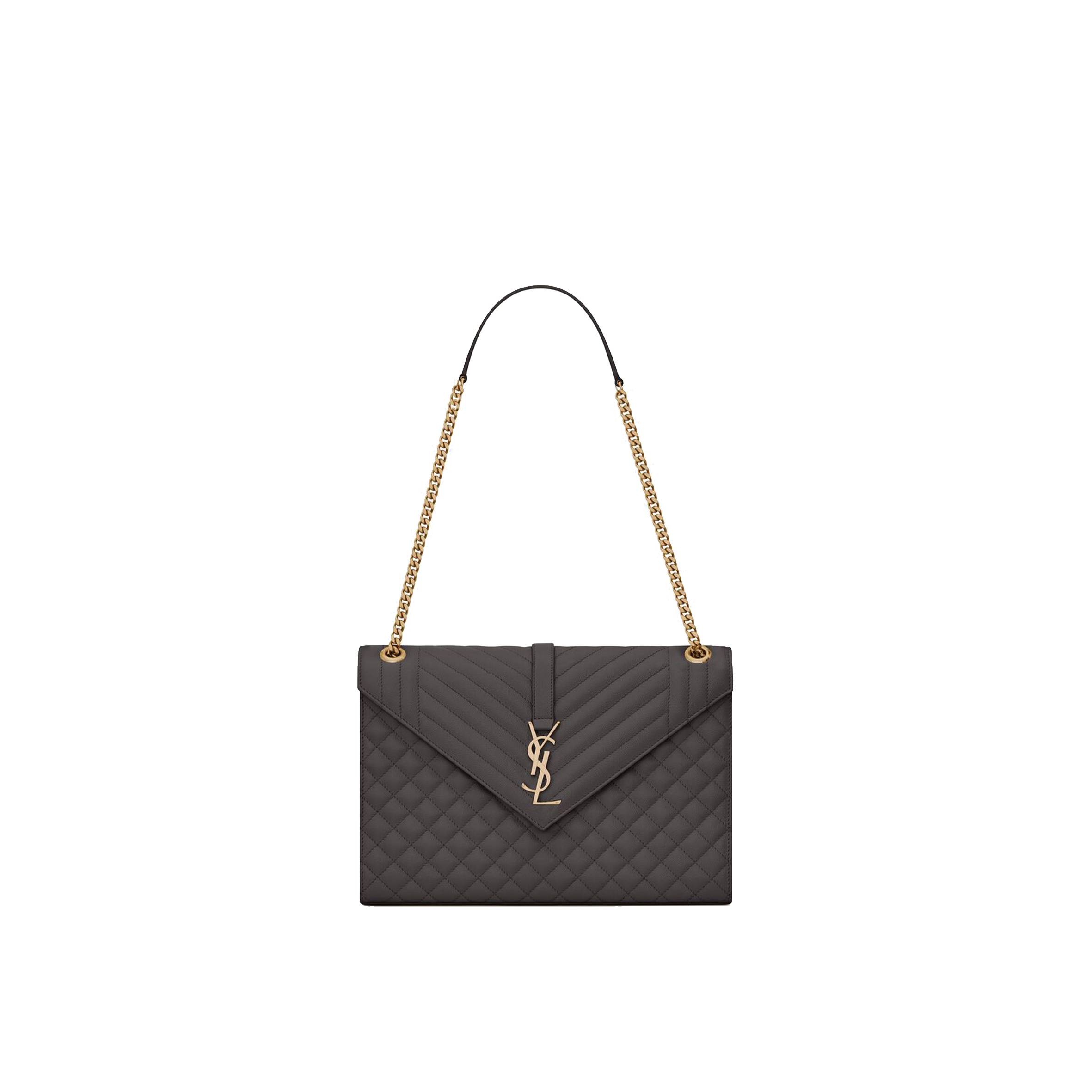 YSL ENVELOPPE LARGE BAG IN MIX MATELASS&EACUTE; GRAIN DE POUDRE EMBOSSED LEATHER 600166BOW971112 (31*22*7.5cm)