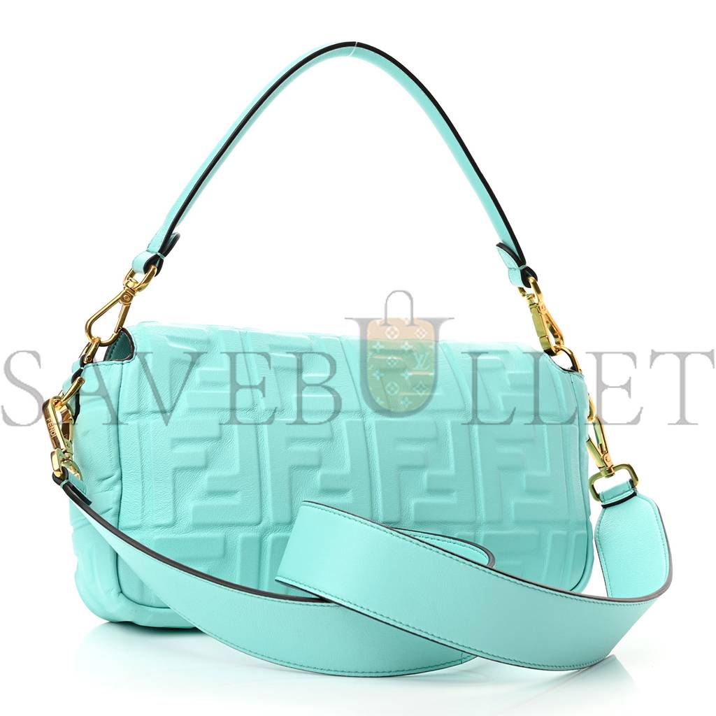 FENDI NAPPA FF 1974 EMBOSSED BAGUETTE SPRING TURQUOISE (25*15*5cm)